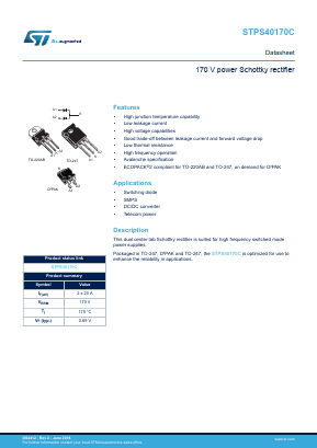 STPS40170C Datasheet PDF STMicroelectronics