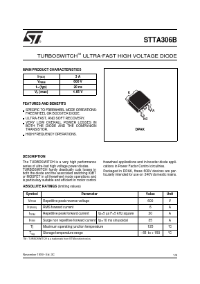 STTA306B-TR Datasheet PDF STMicroelectronics