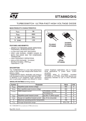 STTA806 Datasheet PDF STMicroelectronics