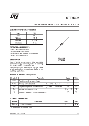 STTH302 Datasheet PDF STMicroelectronics