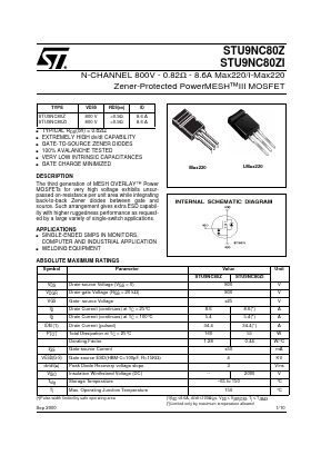 STU9NC80 Datasheet PDF STMicroelectronics