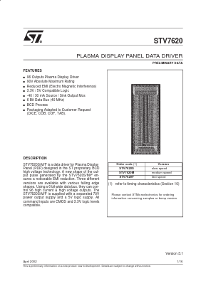 STV7620M Datasheet PDF STMicroelectronics