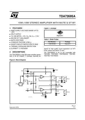 TDA7269SA Datasheet PDF STMicroelectronics