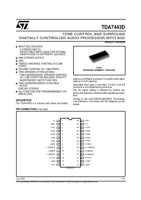 TDA7443D Datasheet PDF STMicroelectronics