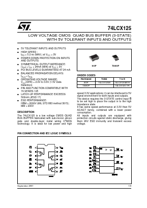 74LCX125MTR Datasheet PDF STMicroelectronics
