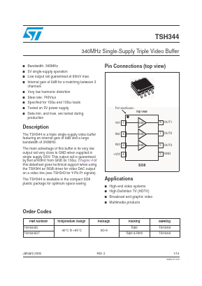 TSH344I Datasheet PDF STMicroelectronics
