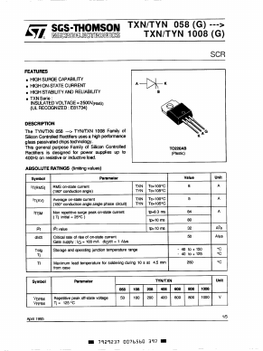 TYN108 Datasheet PDF STMicroelectronics