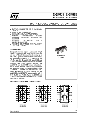 ULN2064B Datasheet PDF STMicroelectronics
