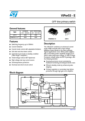 VIPER53DIP-E Datasheet PDF STMicroelectronics