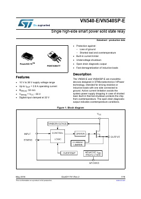 VN540SPTR-E Datasheet PDF STMicroelectronics