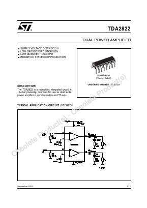 TDA2822 Datasheet PDF STMicroelectronics