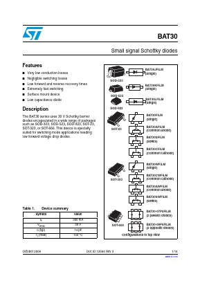 BAT30-CFILM Datasheet PDF STMicroelectronics