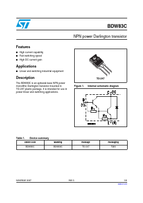 BDW83C_07 Datasheet PDF STMicroelectronics