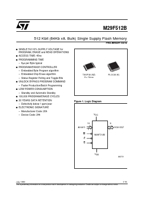 M29F512B70K1T Datasheet PDF STMicroelectronics