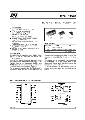 M74HC4520 Datasheet PDF STMicroelectronics