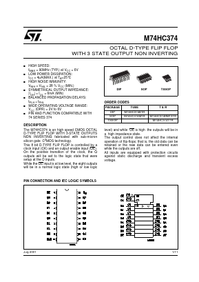 M74HC374M1R Datasheet PDF STMicroelectronics