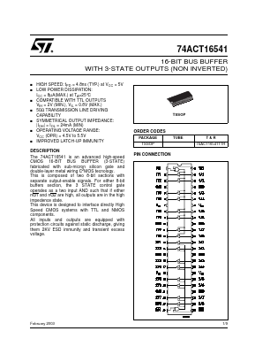 74ACT16541TTR Datasheet PDF STMicroelectronics