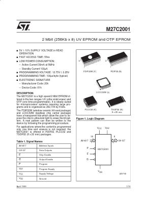 M27C2001-10B1 Datasheet PDF STMicroelectronics