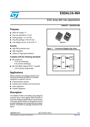 ESDALC6-4N4 Datasheet PDF STMicroelectronics