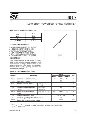 1N5818RL Datasheet PDF STMicroelectronics