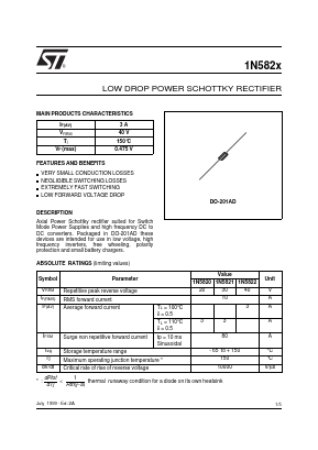 1N5822 Datasheet PDF STMicroelectronics