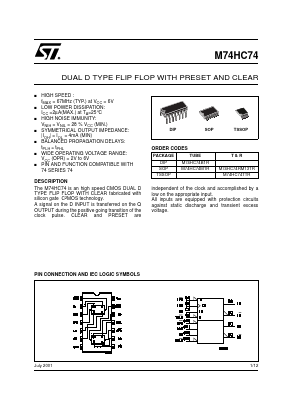 M74HC74RM13TR Datasheet PDF STMicroelectronics