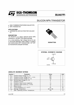 BU407FI Datasheet PDF STMicroelectronics