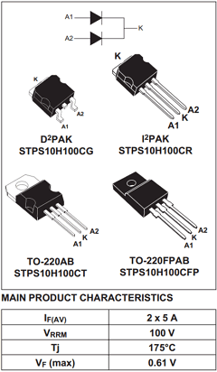 STPS10H100CG Datasheet PDF STMicroelectronics