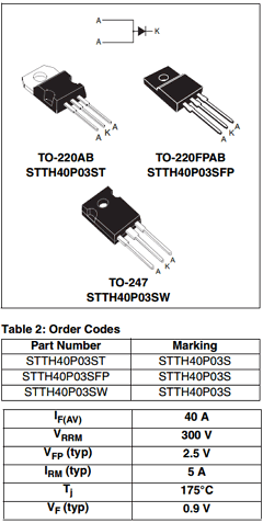 STTH40P03S Datasheet PDF STMicroelectronics