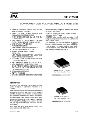 STLC7550TQFP Datasheet PDF STMicroelectronics