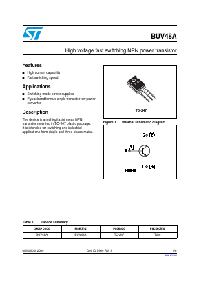 BUV48A Datasheet PDF STMicroelectronics