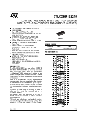 74LCXHR162245TTR Datasheet PDF STMicroelectronics
