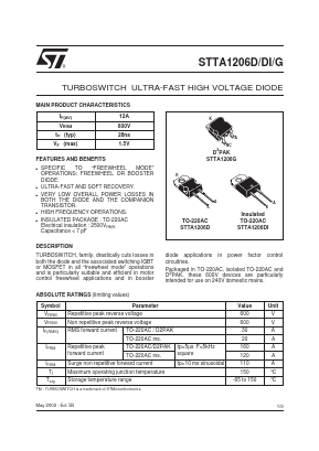 STTA1206G-TR Datasheet PDF STMicroelectronics