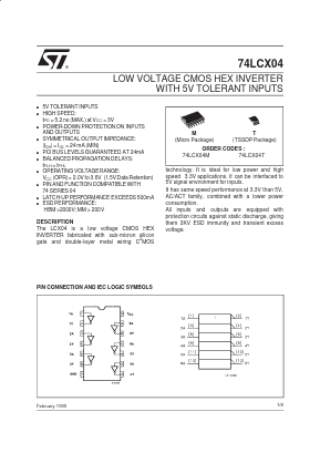 74LCX04 Datasheet PDF STMicroelectronics