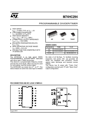 M74HC294 Datasheet PDF STMicroelectronics