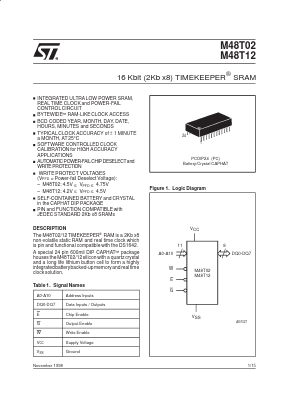 M48T12 Datasheet PDF STMicroelectronics