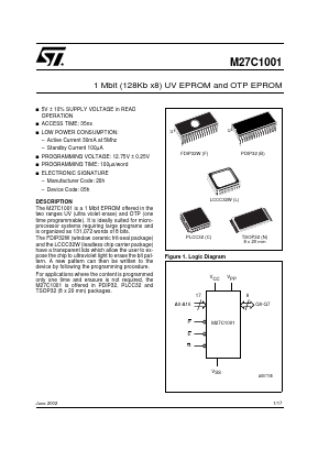 M27C1001-45XB6X Datasheet PDF STMicroelectronics
