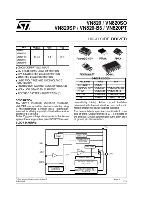 VN820-B5 Datasheet PDF STMicroelectronics