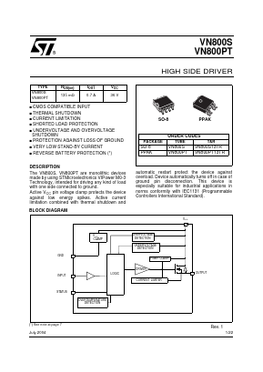 VN800PT Datasheet PDF STMicroelectronics