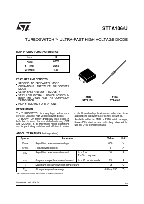 STTA106 Datasheet PDF STMicroelectronics