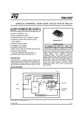 VN610SP13TR Datasheet PDF STMicroelectronics