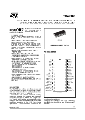 TDA7466 Datasheet PDF STMicroelectronics