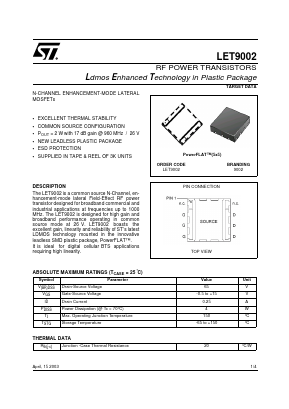 LET9002 Datasheet PDF STMicroelectronics