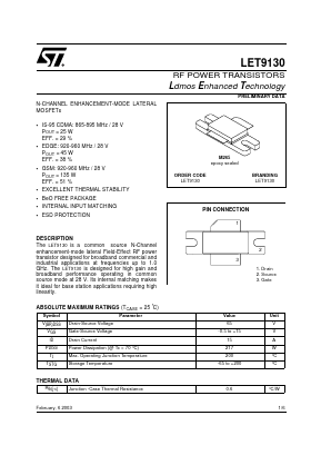 LET9130 Datasheet PDF STMicroelectronics