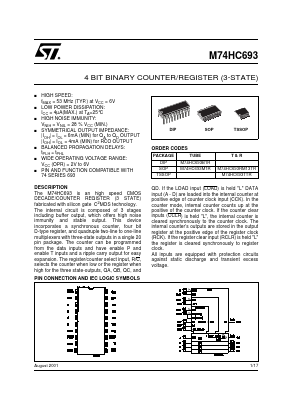 M74HC693TTR Datasheet PDF STMicroelectronics