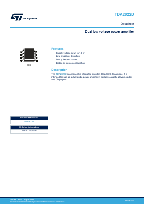 TDA2822D013TR Datasheet PDF STMicroelectronics