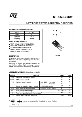 STPS60L30CW Datasheet PDF STMicroelectronics