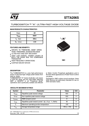 STTA206 Datasheet PDF STMicroelectronics