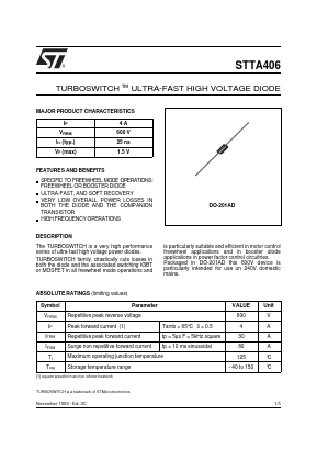STTA406 Datasheet PDF STMicroelectronics