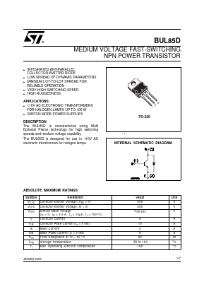 BUL85D Datasheet PDF STMicroelectronics